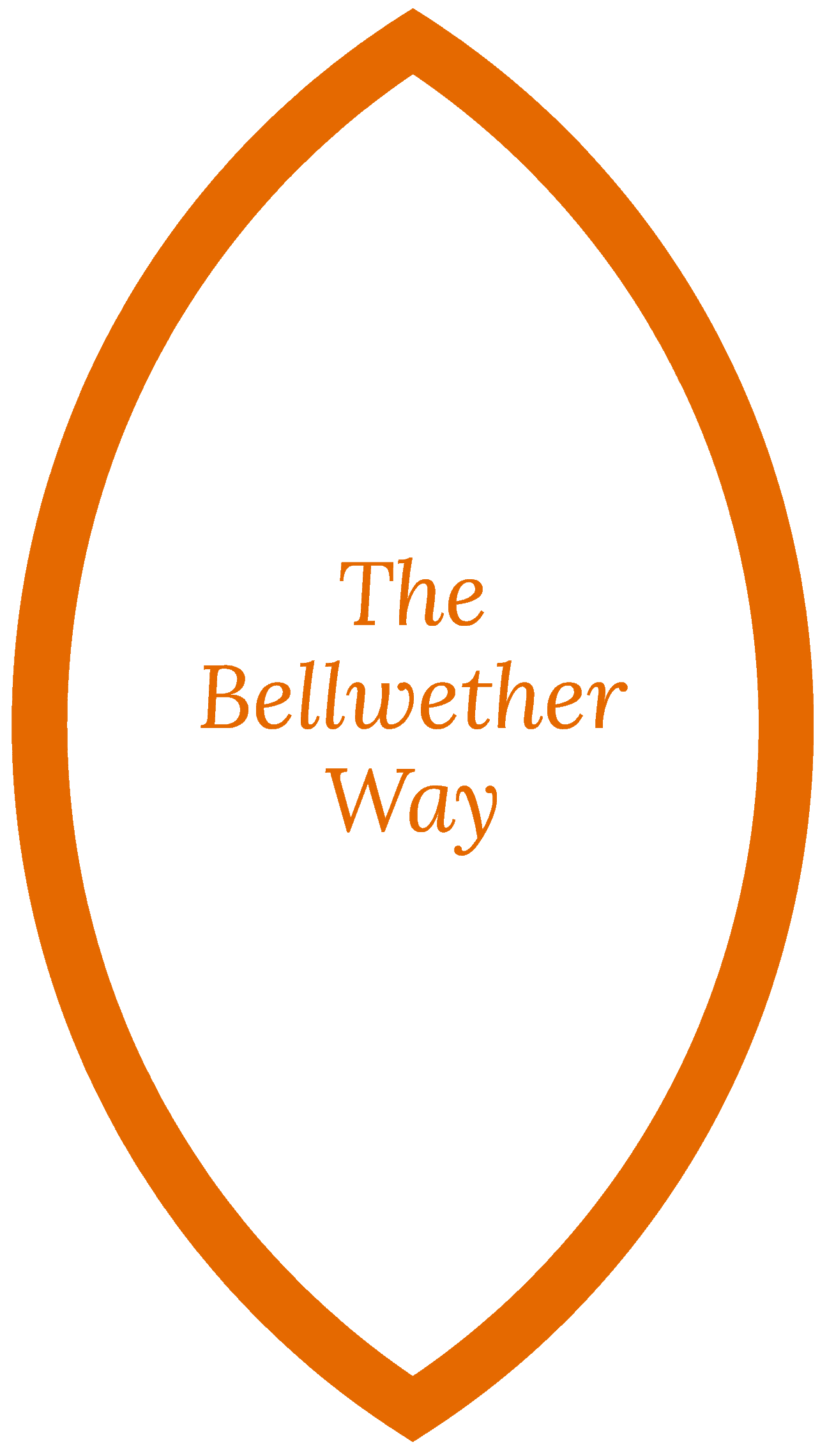 Orange and black oval logo with the text "the bellwether way" in orange script on a black background.